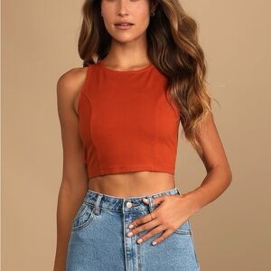Lulu's Terracotta Sleeveless Crop Top